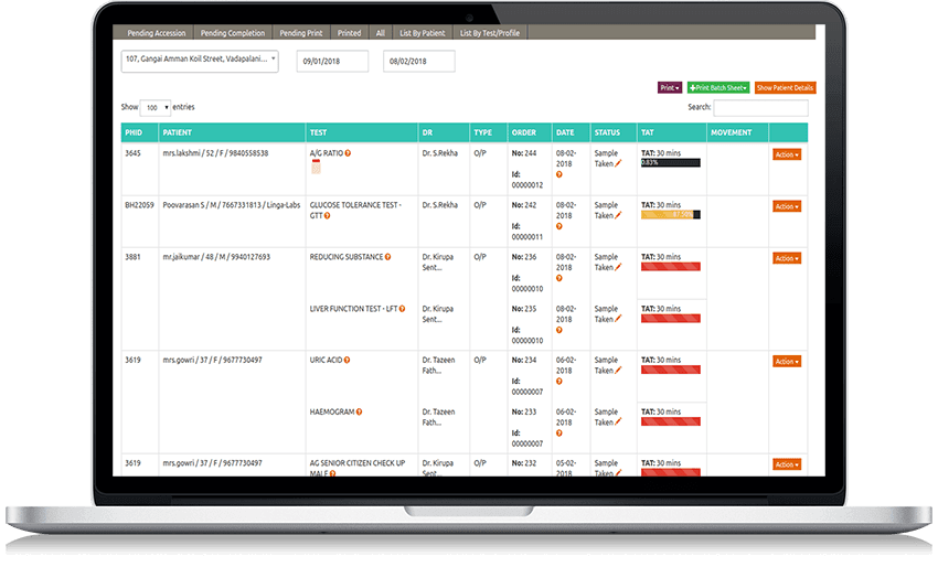 screenshot of MocDoc LIMS
